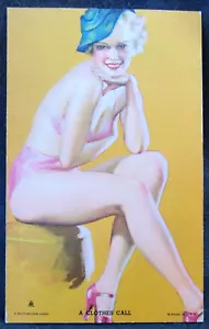 Mutoscope PIN UP Arcade Postcard 1940s "A Clothes Call" - Picture 1 of 1