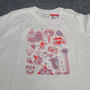 Nike Shirt Boys Large White Red Graphic Sportswear Youth Kids Cotton New Tee 54 - Picture 1 of 10
