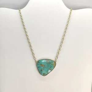 New Kendra Scott McKeana Pendant Necklace In Green Sea Chrysocolla / Gold - Picture 1 of 2
