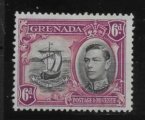 GRENADA SG159b 1938 6d BLACK & PURPLE LINE THROUGH SAIL VAR MTD MINT - Picture 1 of 1
