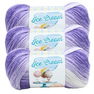 (3 Pack) Lion Brand Yarn 923-210Y Ice Cream Baby Yarn, Grape - Picture 1 of 9