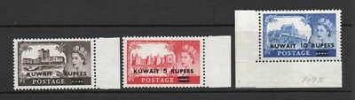 CASTILLO KUWAIT SG 107a-109a 1957 tipo ii sobreimpresiones mnh Foto 1 de 2
