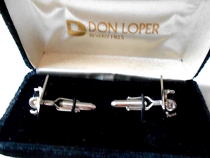 Don Loper Manschettenknöpfe Silber mit schwarzem Stein im schwarzen Etui - Bild 1 von 4