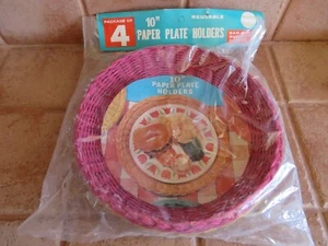 Package of 4 Woven 10" Paper Plate Holders - NOS Sealed Package - Picture 1 of 3