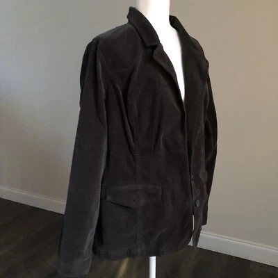 SONOMA - Faux Gray Suede LS Stretch Pockets Shirt Jacket Sz 1XL - Image 1 of 4