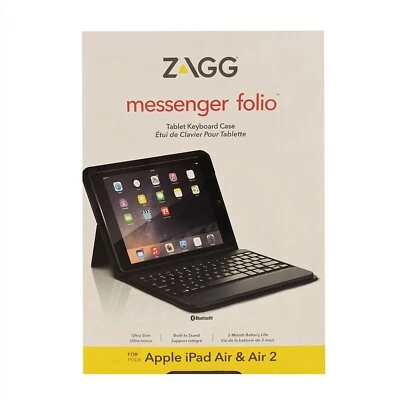 Zagg Keyboard Messenger Fabric Folio With Kickstand~ iPad Air & Air 2 10.5"Black - Image 1 of 4