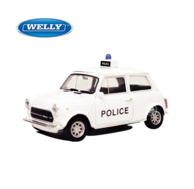 1:43 Welly Diecast Mini Car Mini Cooper 1300 Police Car 1300 White - Image 1 of 2