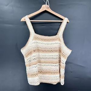 NEU Soludos Strick Häkel beige weiß hellbraun Boho Festival Hippie Top kastig cropped S - Bild 1 von 11