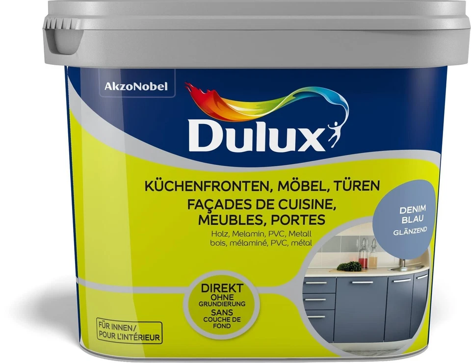 Dulux Glänzend 750ml Farbe Küche Front Möbel Türen Streichen denim blue blau - Bild 1 von 1