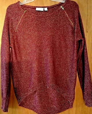 Suéter para mujer talla XS con cremalleras borgoña y oro mancha acrílico pennes BONITO Foto 1 de 4