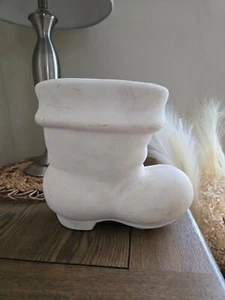 Große Keramik Biskuit fertig bemalt Nikolaus Stiefel Weihnachtsdeko Tisch Herzstück - Bild 1 von 8
