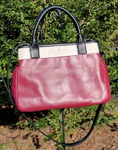 Kate Spade New York Branton Squares Mills Leder Handtasche Umhängetasche burgund/creme - Bild 1 von 19