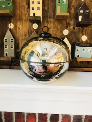 Pottery Barn Ornament Candle Silver Large Christmas Decor Mercury Glass Scented - Image 1 of 3