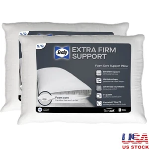 Extra Firm Support Foam Core Pillow 2 Pack Hypoallergenic Side Sleepers Backrest - Picture 1 of 10