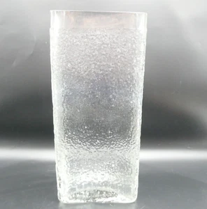 Jarrón de vidrio artístico vintage grande rectangular transparente con textura de guijarros 12 pulgadas de peso - Imagen 1 de 9