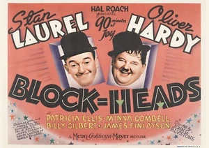 block heads Stan Laurel and Oliver Hardy Movie Poster Filmplakat - Picture 1 of 3