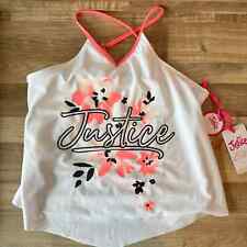 Justice Girls Swimsuit Tankini Top Size Large 12/14 White Pink Floral Adjustable