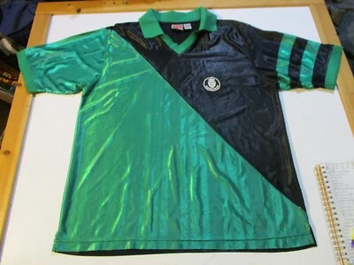 CAMISETA DE FÚTBOL MARCA RAWLINGS VINTAGE AÑOS 70 EE. UU. CUELLO GRANDE RARA NEGRA VERDE Foto 1 de 4