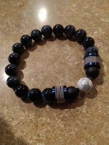 Howlite and deep blue tigers eye Natural bead bracelet - Picture 1 of 5