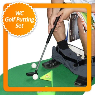 GOODS & GAGDETS GMBH Mini WC Golf Set - Miniatur Klogolf Minigolf mit Golfschläger für Toilette & Klo