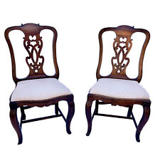 Pair Antique 18th Century Carved French or Italian Dining Chairs