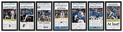 Campeones de la Serie Mundial 2016 Chicago Cubs ¡Juego de impresión de periódico enmarcado! ¡Juego de 7! Foto 1 de 4