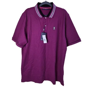 Psycho Bunny Mens Polo Shirt Size 8 (XXL) Burgundy 100% Pima Cotton NWT - Picture 1 of 11
