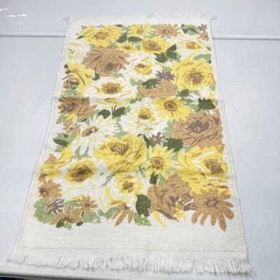 Toalla de mano vintage cañón rosas amarillas flor grande algodón rectángulo retro EE. UU. Foto 1 de 4