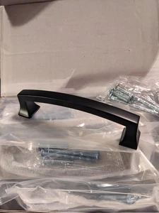 10 Pack Matte Black 4 Inch Hole Centers Cabinet Pulls Drawer Handles - Picture 1 of 8