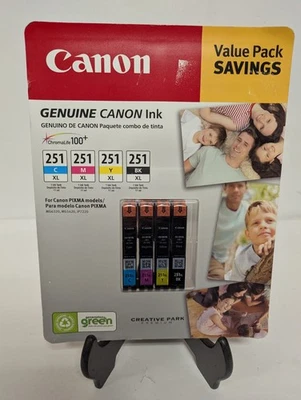 OEM Genuine Canon Ink Cartridge PIXMA CLI-251XL Black Cyan Magenta Yellow SEALED - Image 1 of 4