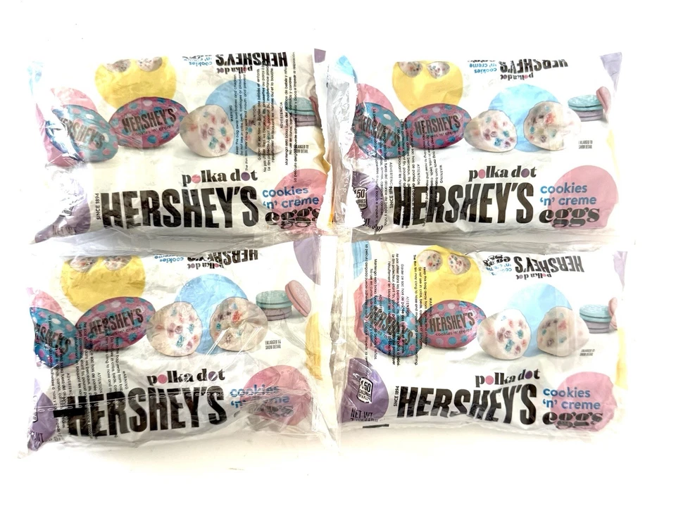 Hershey's POLKA DOT Cookies N Creme Eggs Easter Chocolate New (4 Bags) BB 1/2026 - Image 1 of 2