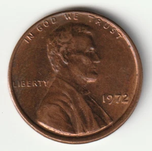 1972 Lincoln Memorial Penny RD No Mint Mark Misaligned Die Clash Error Coin - Bild 1 von 2