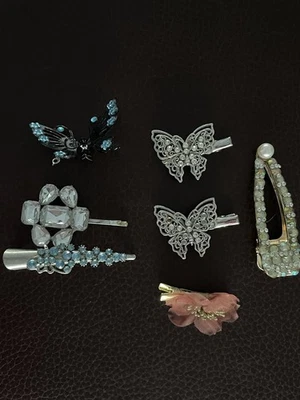 Vintage to Now Rhinestone Hair Barrette Butterfly Clip Updo Accessory Lot of 7 - Image 1 of 4