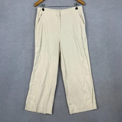 Witchery Pants Womens 10 Beige Linen Blend Wide Leg Loose Relaxed Coastal - image 1 of 4