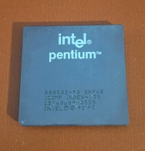 TESTED CPU INTEL PENTIUM 90 MHZ CERAMIC SOCKET 7 PROCESSOR RETRO PC DOS GOLD - Imagen 1 de 2