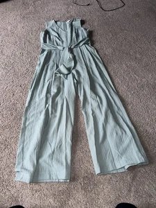 Calvin Klein Jumpsuit Womens Size 6 Sage Green Sleeveless Wide Leg  Stretch - Picture 1 of 10