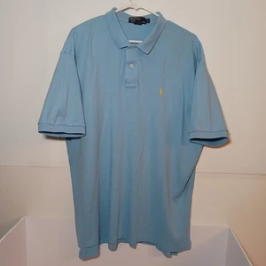 Polo Ralph Lauren Iconic Mesh Soft Cotton Shirt Mens Sz XL Baby Blue Ribbed - Picture 1 of 5