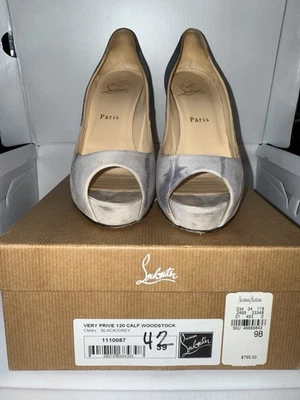 Christian Louboutin замшевые Peeptoe очень Prive 120 икры Woodstock каблуки - Изображение 1 из 4