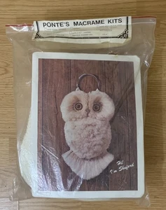 Makramee Eule Wandbehang Set Ponte’s Neu Große Augen Boho Retro Vintage 70er MCM - Bild 1 von 3