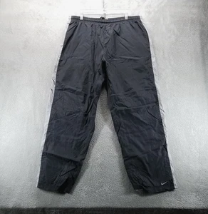 VTG Nike Pants Mens 2XL Black Windbreaker Track Lined Ankle Zip Y2K Nylon - Picture 1 of 11