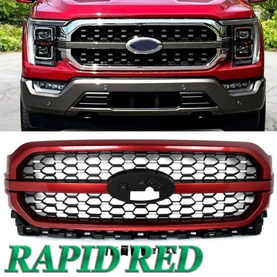 Platinum Rapid Red W/BLK Front Bumper Grille Assembly For Ford F-150 F150 21-23 - Изображение 1 из 4