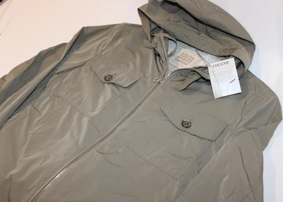Geox Respira Men's Olive Breathable Windproof Rain Jacket with Hood $495 Size 40 - Image 1 of 4
