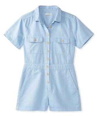 Outerknown S.E.A. Romper Blue Organic Linen Cotton Blend Womens Sz L New W/Tag - Image 1 of 4