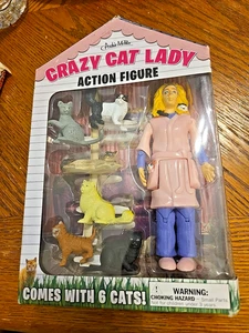 Crazy Cat Lady Action Figure Includes 6 Cats Archie McPhee New In Box - Picture 1 of 5