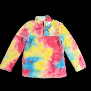 C&C California Youth Girls Faux Fur Pullover Sweater Size 12 Multi Warm & Cozy - Picture 1 of 13