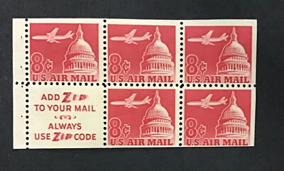 US SC# C64B - MNH - Booklet Pane Of 5+Lable Catalog Value $6 - Image 1 of 2