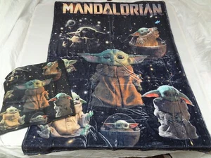 NEW STAR WARS MANDALORIAN GROGU YODA THROW BLAKET 39X55" PILLOW CASE 17X17" - Picture 1 of 7