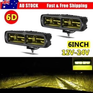 2X 6Inch Yellow Led Work Light Bar Spot Flood Pods Fog Driving Light Offroad 6D - Picture 1 of 13