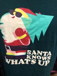Santa Knows What's Up Verde Extra Grande Mujer Camiseta Árbol de Navidad - Imagen 1 de 7