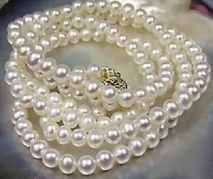 Collar de perlas cultivadas Akoya blanco natural de 16"" 18"" 22"" 25"" 36"" 50"" 7-8 mm - Imagen 1 de 4